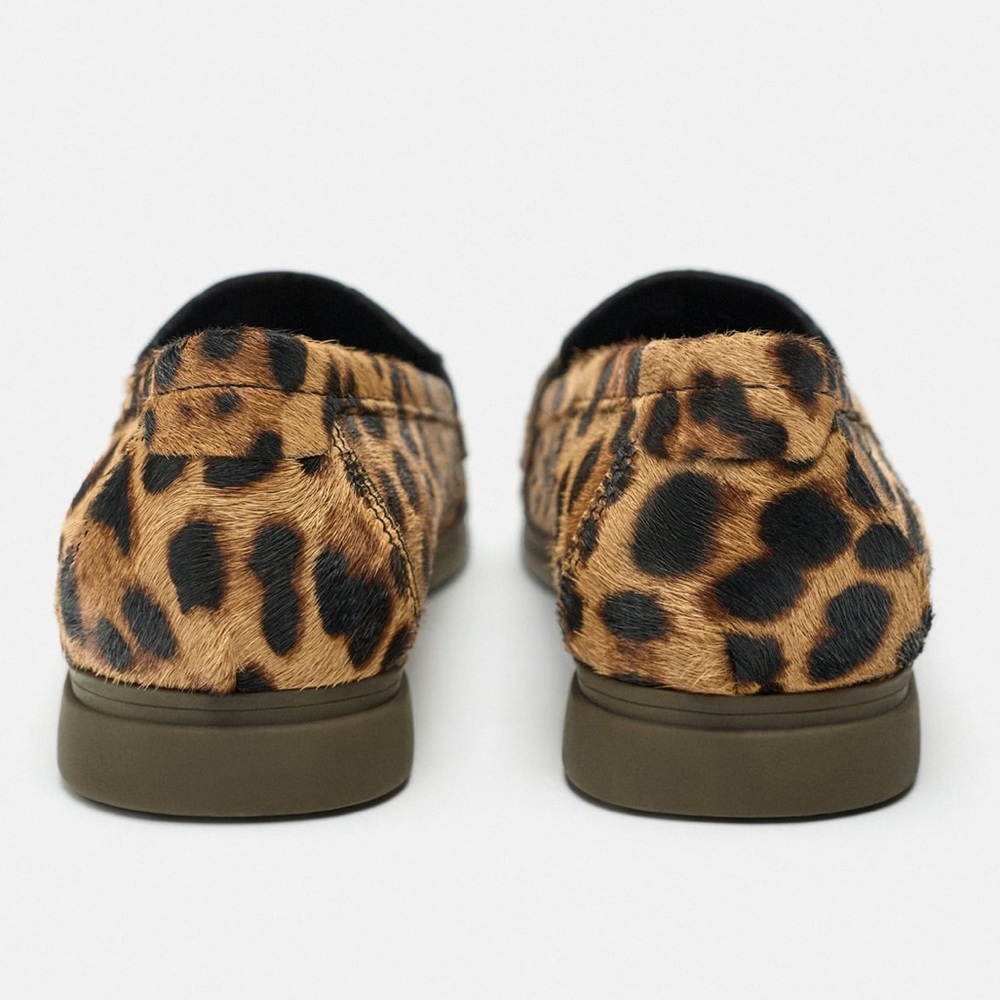 Zara Leopard Print Penny Loafers in Brown and Black - Picture 4 of 7